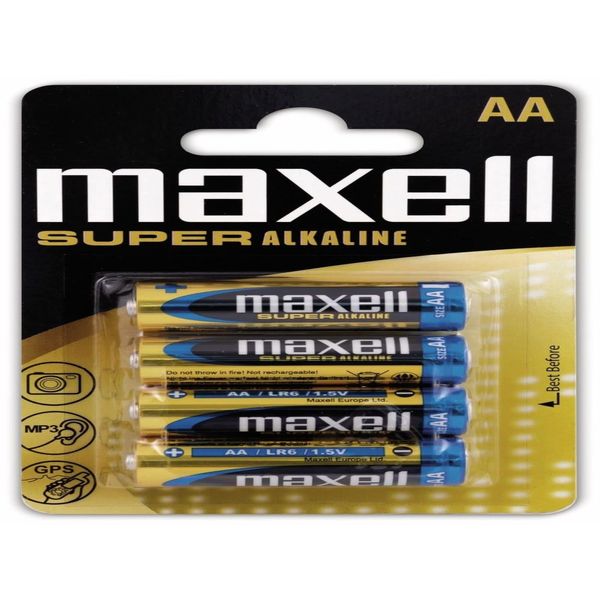 Batteria Alcalina Maxell "Super"" Mignon Aa Confezione Blister Da 4 Pezzi"-image