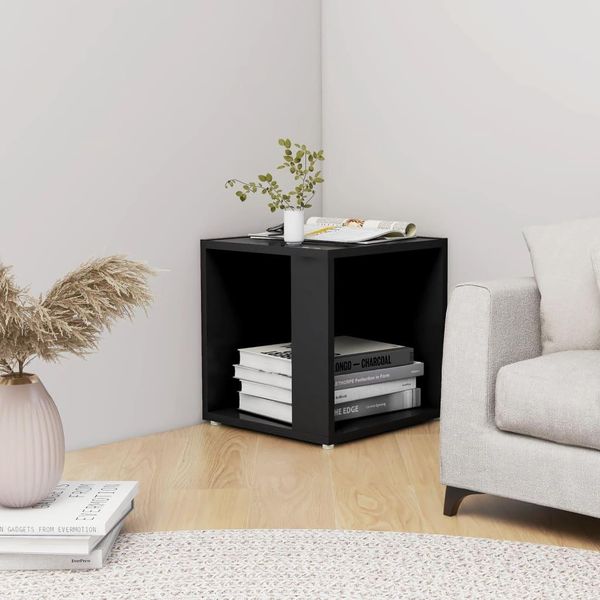 The Living Store Tavolino Nero 33X33X34,5 Cm In Materiale Ligneo-image