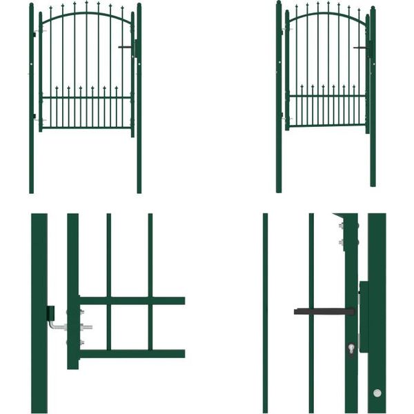 Vidaxl Cancello Da Recinzione Con Punte In Acciaio 100X125 Cm Verde - Cancello Da Giardino - Cancello Da Giardino - Cancello Da Recinzione - Cancelli Da Recinzione-image