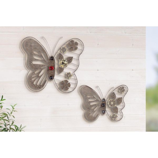 Gilde Wandobjekt, "Butterfly"", Schmetterlingmotiv, Metall, Braun, , L. 5 Cm, B. 39 Cm, H. 35,5 Cm 52804/Abverkauf Nur Solange Vorrat Reicht"-image