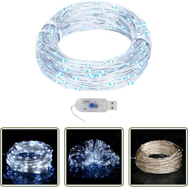 The Living Store Cavo Luminoso A Led 40 M 400 Led Bianco Freddo 8 Funzioni-image