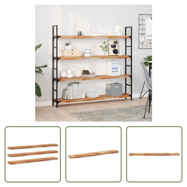 The Living Store Mensole Sospese 3 Pezzi 160X20X4 Cm In Legno Massiccio Di Acacia Trattato A Olio-image