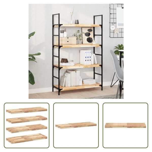 The Living Store Mensole Sospese 4 Pezzi 80X30X4 Cm In Legno Massiccio Di Acacia Non Trattato-image