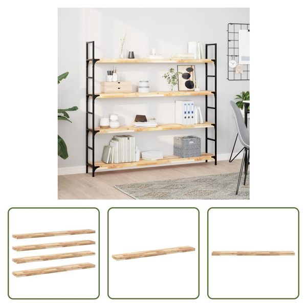 The Living Store Mensole Sospese 4 Pezzi 160X20X4 Cm In Legno Massiccio Di Acacia Non Trattato-image