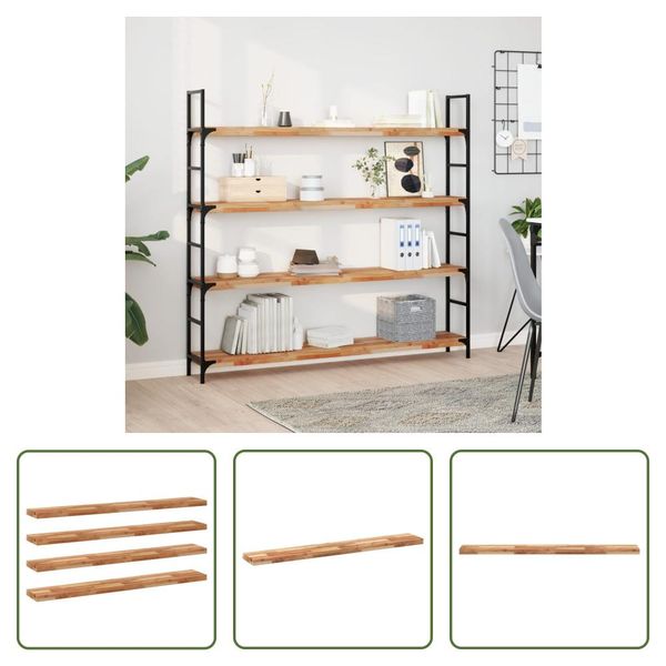 The Living Store Mensole Sospese 4 Pezzi 120X20X4 Cm In Legno Massiccio Di Acacia Trattato A Olio-image