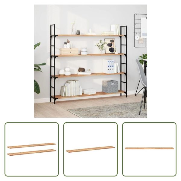 The Living Store Mensole Sospese 2 Pezzi 140X20X2 Cm In Legno Massiccio Di Acacia Trattato A Olio-image