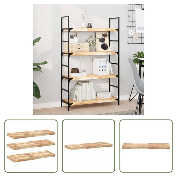 The Living Store Mensole Galleggianti 3 Pezzi 80X30X4 Cm In Legno Massiccio Di Acacia Non Trattato-image