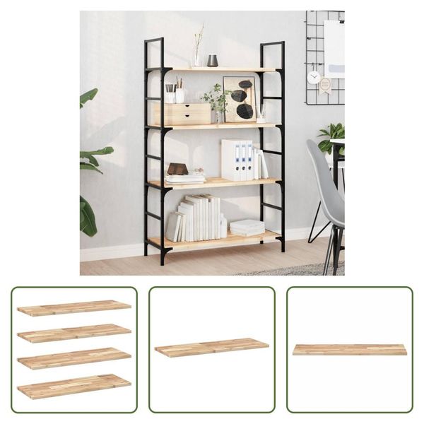 The Living Store Mensole Sospese 4 Pezzi 80X30X2 Cm In Legno Massiccio Di Acacia Non Trattato-image