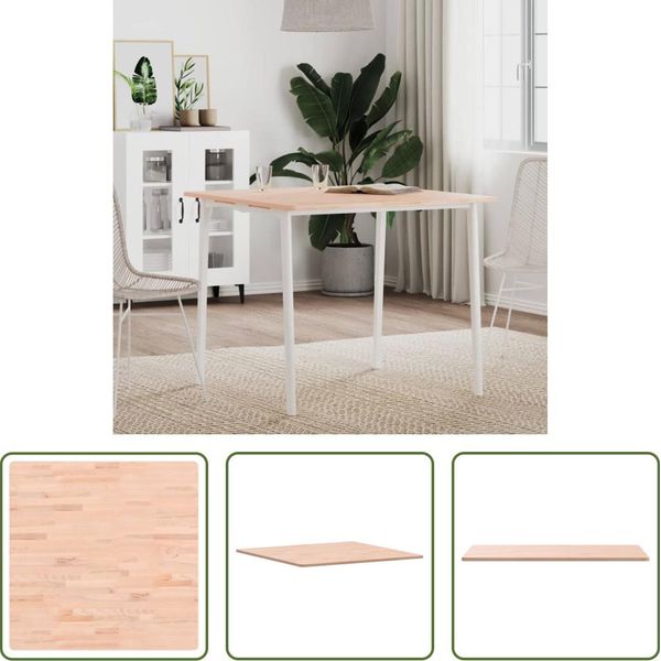 The Living Store Piano D'appoggio Quadrato 80X80X1,5 Cm In Legno Massiccio Di Faggio-image