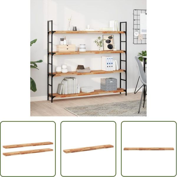 The Living Store Mensole Sospese 2 Pezzi 120X20X4 Cm In Legno Massiccio Di Acacia Trattato A Olio-image