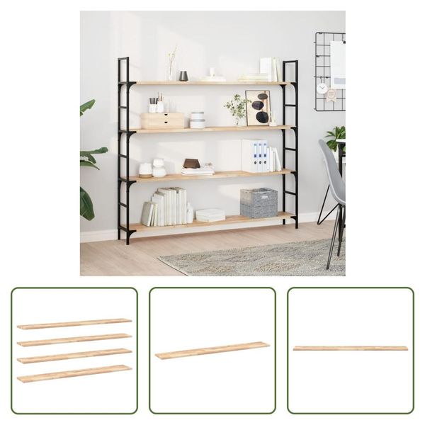 The Living Store Mensole Sospese 4 Pezzi 140X20X2 Cm In Legno Massiccio Di Acacia Non Trattato-image