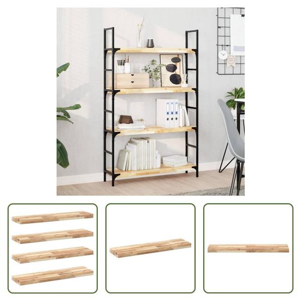 The Living Store Mensole Sospese 4 Pezzi 80X20X4 Cm In Legno Massiccio Di Acacia Non Trattato-image