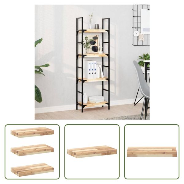 The Living Store Mensole Galleggianti 3 Pezzi 40X20X4 Cm In Legno Massiccio Di Acacia Non Trattato-image
