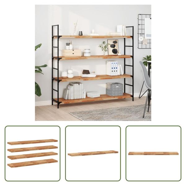 The Living Store Mensole Sospese 4 Pezzi 160X30X4 Cm In Legno Massiccio Di Acacia Trattato A Olio-image