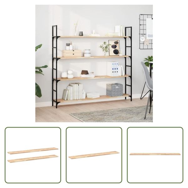 The Living Store Mensole Sospese 2 Pz. 140X20X2 Cm In Legno Massiccio Di Acacia Non Trattato-image