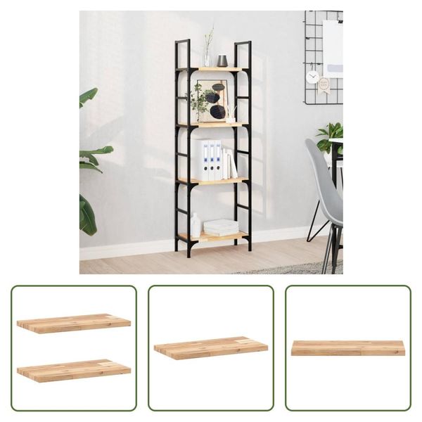 The Living Store Mensole Sospese 2 Pezzi 60X20X2 Cm In Legno Massiccio Di Acacia Non Trattato-image