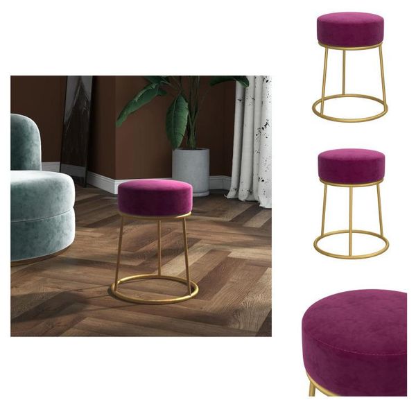 Vidaxl Sgabello Rotondo In Velluto Viola - Sedie E Sgabelli Pieghevoli-image