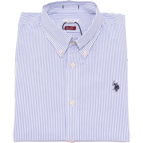 3849K Camicia Uomo U.S. Polo Assn. Slim Fit Light Blu/White Striped Shirt Man-image