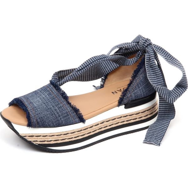 F4134 Sandalo Donna Tissue Blu Jeans Hogan H360 Scarpe Sandal Shoe Woman-image