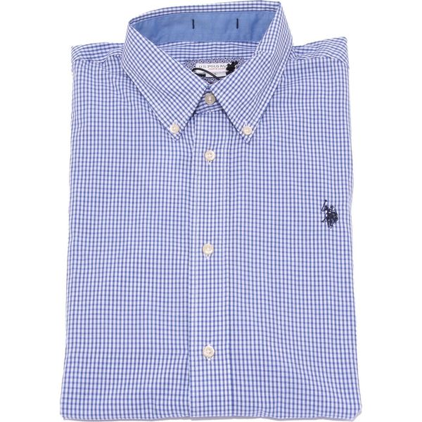 3735K Camicia Uomo U.S. Polo Assn. Regular Fit Blue/White Shirt Cotone Man-image