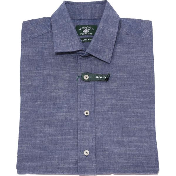 3620K Camicia Uomo Beverly Hills Polo Club Blue Denim Shirt Cotone Man-image