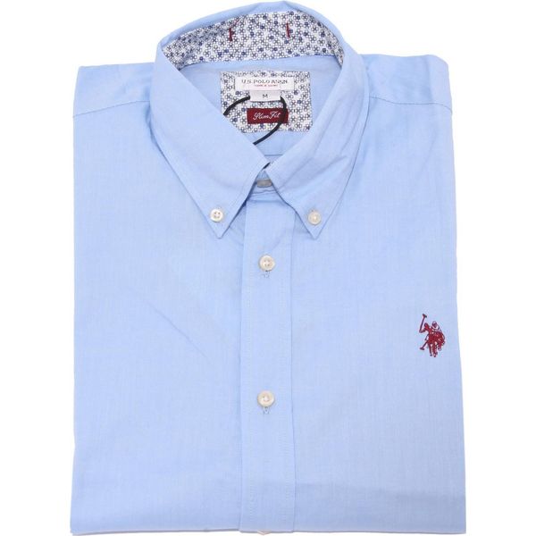 3726K Camicia Uomo U.S. Polo Assn. Slim Fit Light Blue Shirt Cotone Man-image