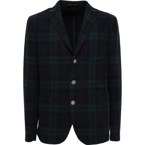 3457AB Giacca Principe Di Galles Uomo Messagerie Blue/Green Mix Wool Jacket Man-image