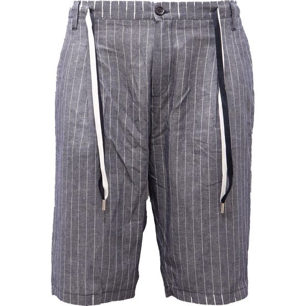 4475AF Bermuda Uomo Markup Light Blue Mix Linen Striped Short Pant-image