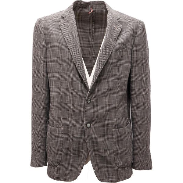 2169AG Giacca Uomo Panama Jacket Black/Beige Glen Check Cotone/Silk Jacket Man-image