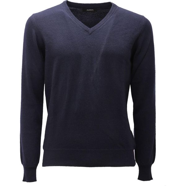 6049AF Maglione Uomo Alpha Studio Blue Navy Wool/Cashmere V-Neck Sweater Man-image