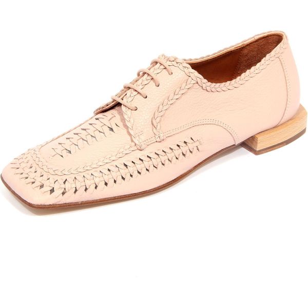 G5294 Scarpa Allacciata Donna Zinda Pink Braided Perforated Leather Shoes Woman-image