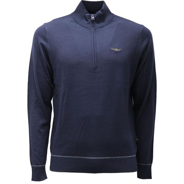 4477AE Maglione Uomo Aeronautica Militare Mix Wool Blue Sweater Man-image