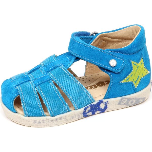 E8602 Sandalo Bimbo Light Blu Falcotto Scarpe Suede/Canvas Shoe Kid Boy-image