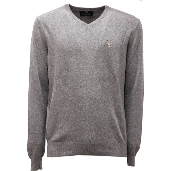 5406AF Maglione Uomo Aquascutum Grey Wool Blend V-Neck Sweater Man-image
