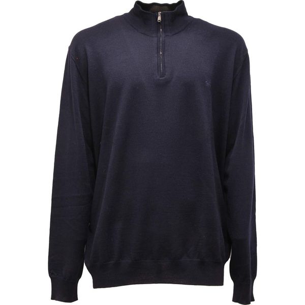 5018AP Maglione Uomo Harmont&Blaine Man Wool Mid-Zip Sweater Blue-image