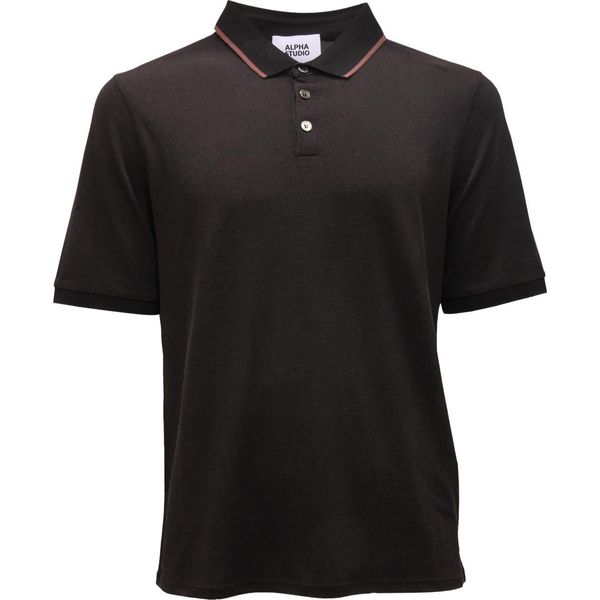 0776AS Polo Uomo Alpha Studio Man Silk/Cotone Polo-Shirt Black-image