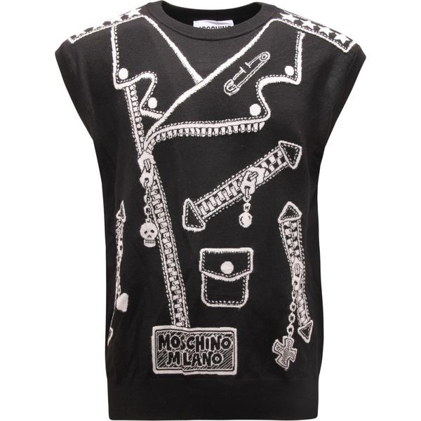 8699Av Smanicato Uomo Moschino Couture Man Wool Sleeveless Sweater-image