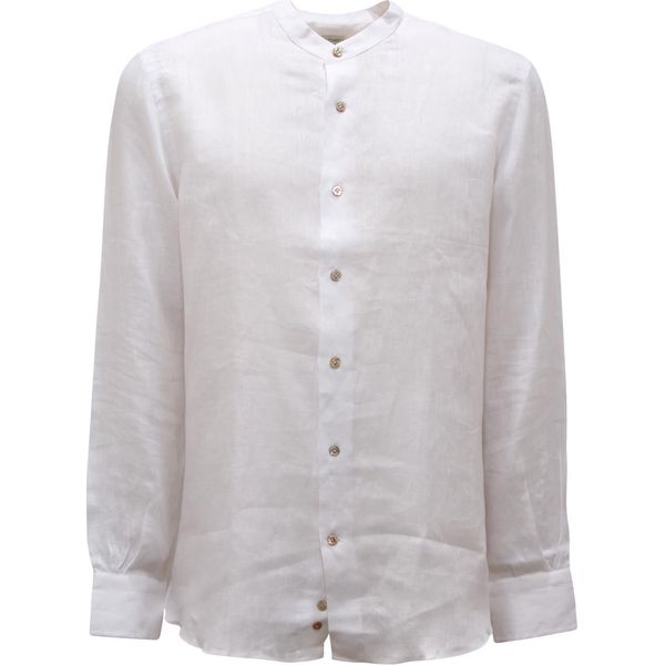 I6165 Camicia Coreana Uomo Mazzarelli Green Stone Man Linen Shirt-image