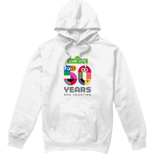 Sesame Street - Felpa Con Cappuccio "50 Anni"" Per Uomo/Donna Unisex TV23258 (Xl) (Bianco)"-image