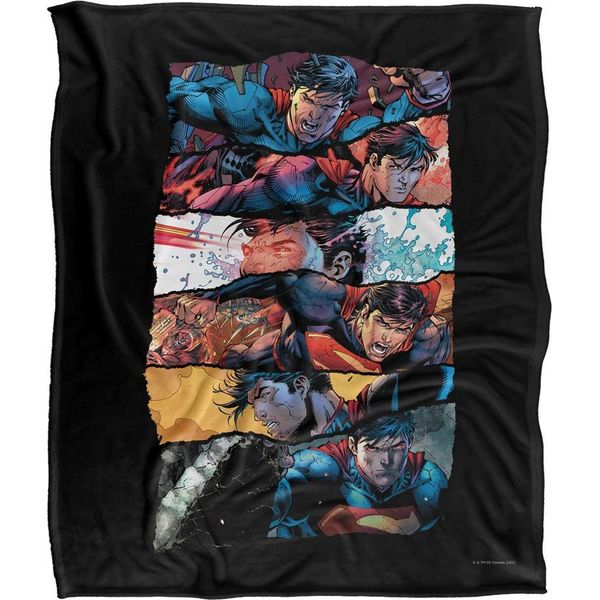 Superman - Coperta A Collage "Torn"", Setosa, Supermorbida TV23630 (Taglia Unica) (Nero/Colore)"-image