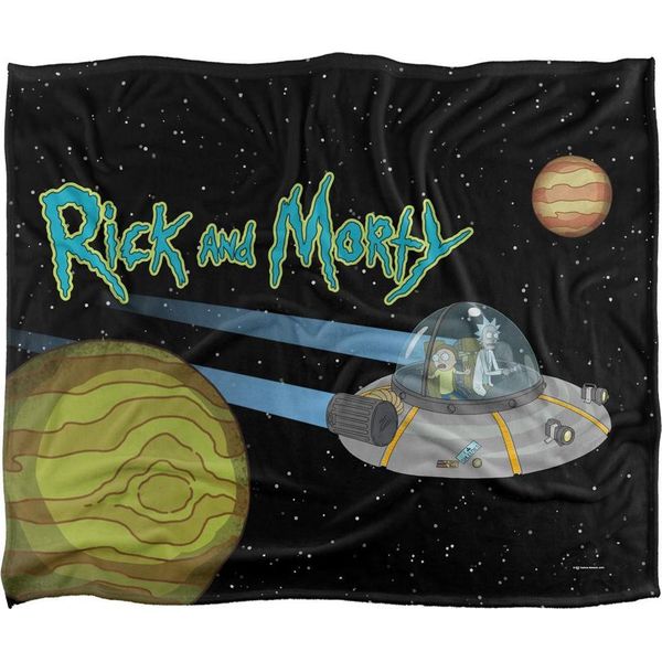Rick And Morty - Coperta Spaziale, Setosa, Supermorbida TV23685 (Taglia Unica) (Nero/Colore)-image