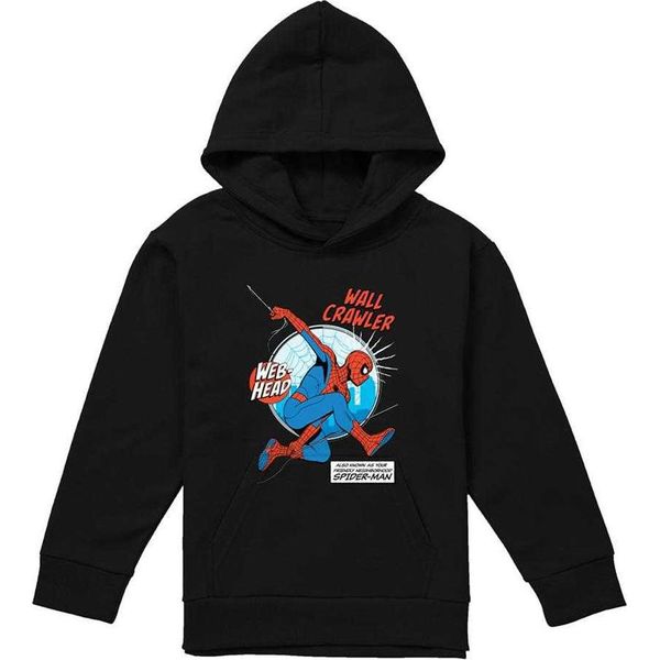 Spider-Man - Felpa Con Cappuccio "Friendly Neighbourhood Wall Crawler"" Per Bambini, Pullover TV23310 (152-158) (Nero)"-image