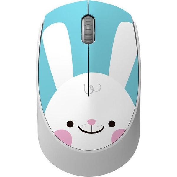 Inf Mouse Wireless Cartoon Coniglio Blu - Mini Mouse Ottico Ergonomico 2.4G-image