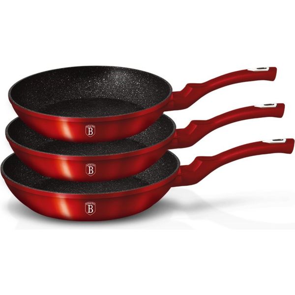 Berlinger Haus Set Di Padelle In Alluminio Forgiato E Antiaderente, Adatte Alla Cottura A Induzione, 20/24/28 Cm, Manico Ergonomico, Risparmio Energetico, Edizione Bordeaux-image