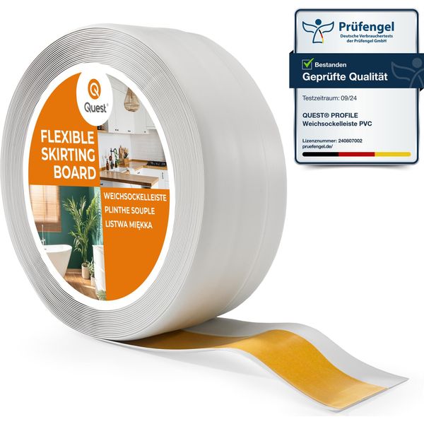 Quest Strisce Per Pavimenti In Pvc 50X20Mm, 15M, Strisce Autoadesive Per Pavimenti, Per Tutti I Tipi Di Superfici, Grigio Chiaro-image
