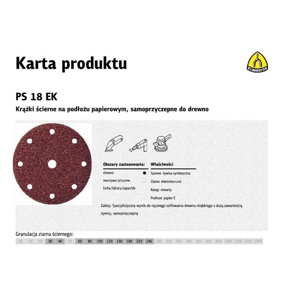 Disco Abrasivo Autoadesivo Klingspor 150Mm Ps18Ek Gr. 40 Gls1 /50Pz.-image