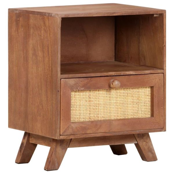 The Living Store Comodino 40X30X50 Cm In Legno Massiccio Di Mango-image
