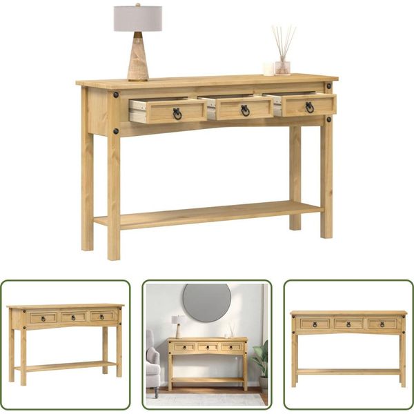 The Living Store Tavolo Consolle 114X34,5X73 Cm In Legno Di Pino Massiccio-image