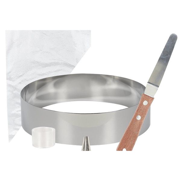 Teglia Rotonda - Ø 25 X 4 Cm - Con Sacchetto E Spatola Da Forno - Accessori Per La Cottura - Teglie Da Forno - Tortiera - Argento-image