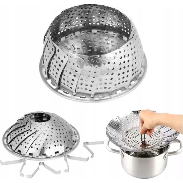 Inserto Per Vapore A Setaccio In Acciaio Inox Con Cerniera Universale-image